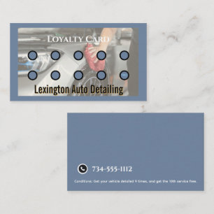 Car Detailing Loyalty Punch Card Auto Service Blue