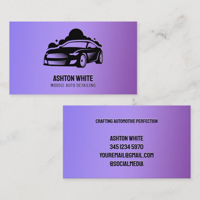 Car Detailing Purple Business Card (Front/Back)