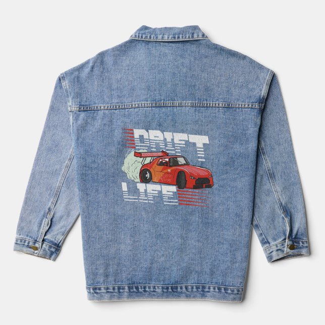 Car Drifting Racing Race Car Motorsport Mechanic  Denim Jacket (Back)