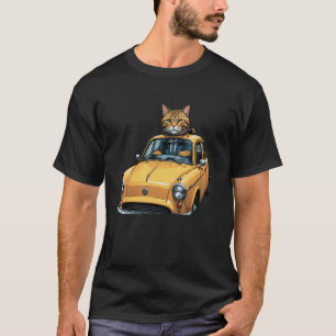 Car Driver Cat in Yellow Taxi Funny Graphic Cat Lo T-Shirt