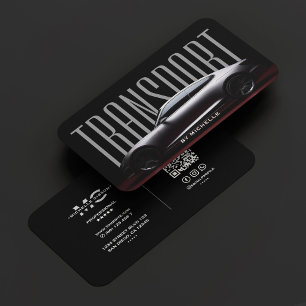 Car Driver Transport Chauffeur Modern Black Grey Business Card