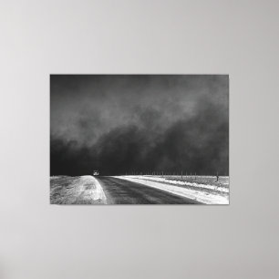Car Driving The Texas Panhandle in the Dust Bowl Canvas Print