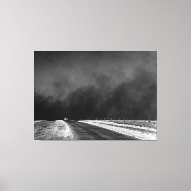 Car Driving The Texas Panhandle in the Dust Bowl Canvas Print (Front)
