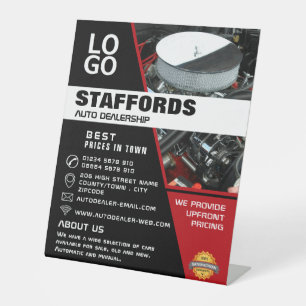Car Engine, Auto Dealership Advertising Pedestal Sign