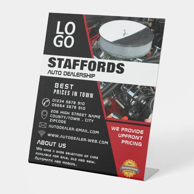 Car Engine, Auto Dealership Advertising Pedestal Sign (Front)