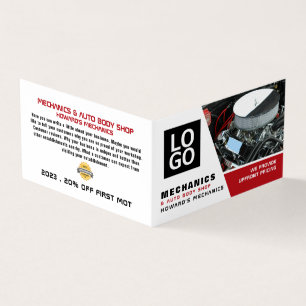 Car Engine, Auto Mechanic & Repairs, Detailed Business Card