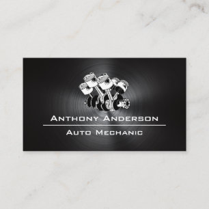 Car Engine Metallic Brushed Business Card