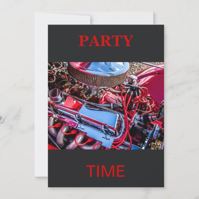 Car Engine Party Invitation (Front)