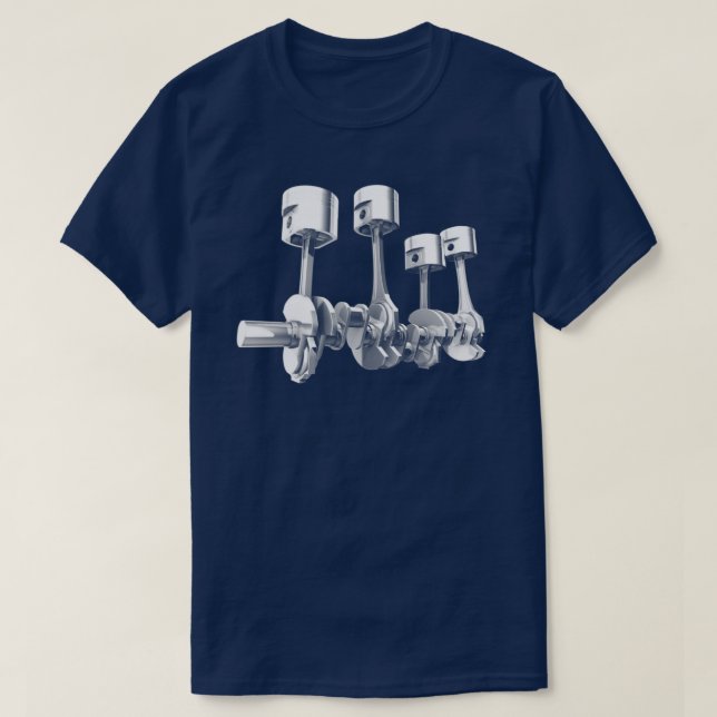 Car Engine pistons Awesome 3D transparent design  T-Shirt (Design Front)