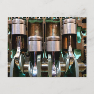 car engine pistons postcard