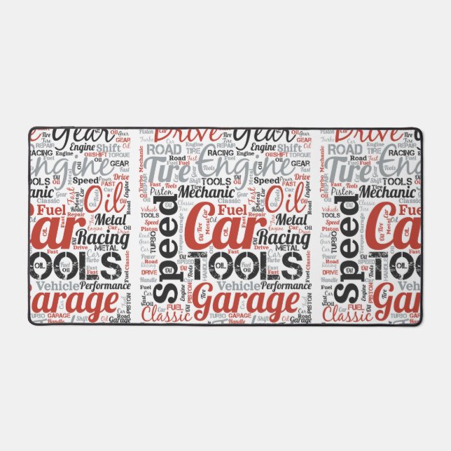 Car Enthusiast Word Cloud Desk Mat (Front)