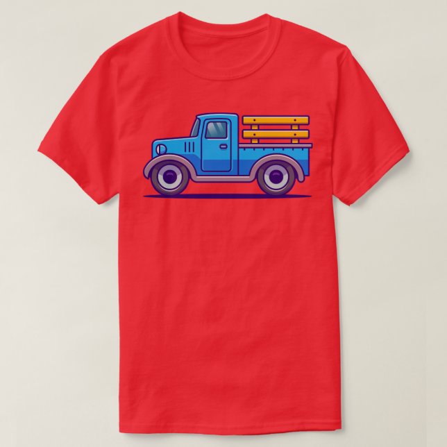 Car Farm Cartoon Illustration T-Shirt (Design Front)