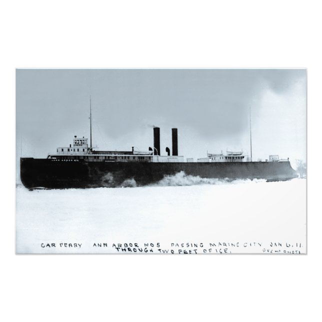 Car ferry Ann Arbor passing Marine City 1910 Photo Print (Front)