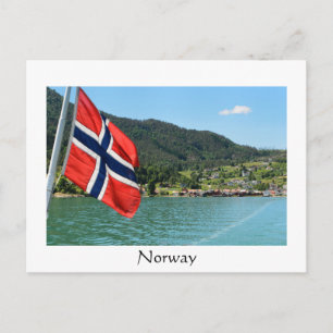 Car ferry in Norway white text postcard