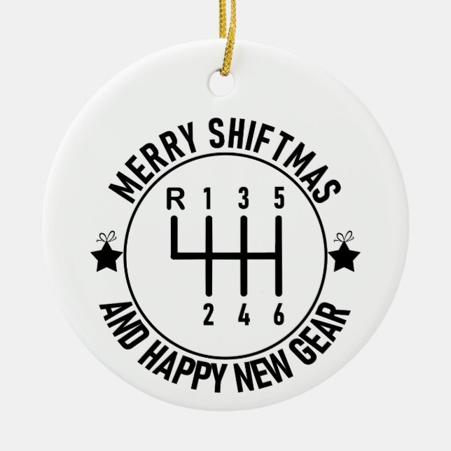 Car Funny Auto Racing Mechanic Manual Christmas Ceramic Tree Decoration (Front)