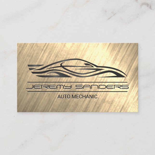 Car Graphic Logo | Gold Texture Business Card (Front)