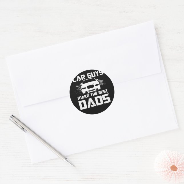 Car Guys Make The Best Dads Fathers Day Mechanic Classic Round Sticker (Envelope)