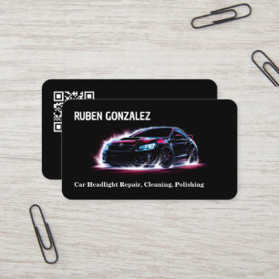 Car Headlight Restoration Custom QR Business Card