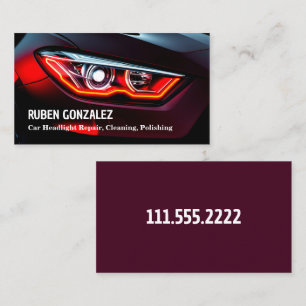 Car Headlight Restoration Detailing Business Card