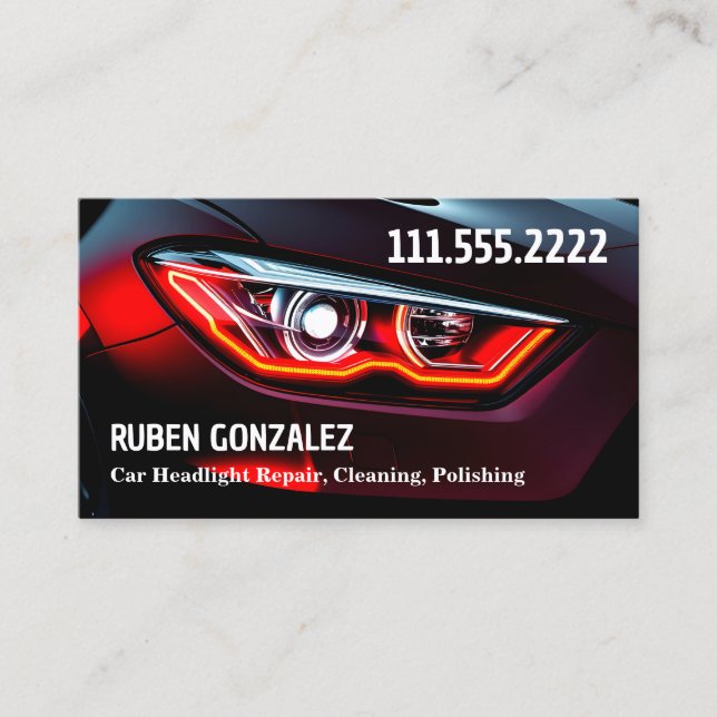 Car Headlight Restoration One-Sided Business Card (Front)