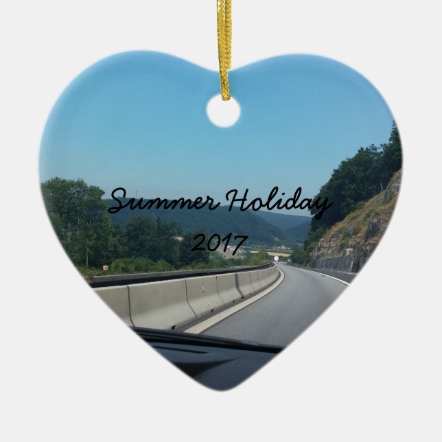 Car Holiday Mountains Europe Austria Photography Ceramic Tree Decoration (Front)