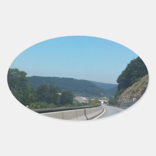 Car Holiday Mountains Europe Austria Photography Oval Sticker