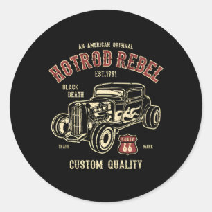 Car Hotrod Rebel Classic Round Sticker