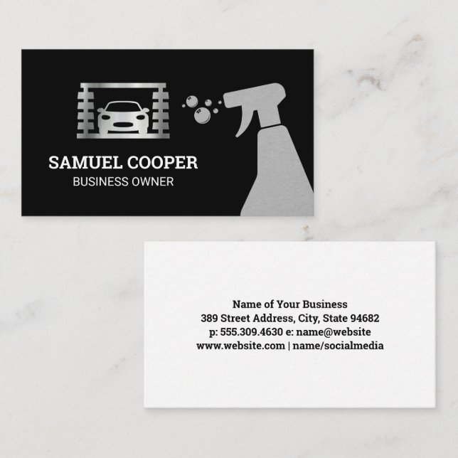 Car in Carwash | Auto Clean Detailing  Business Card (Front/Back)