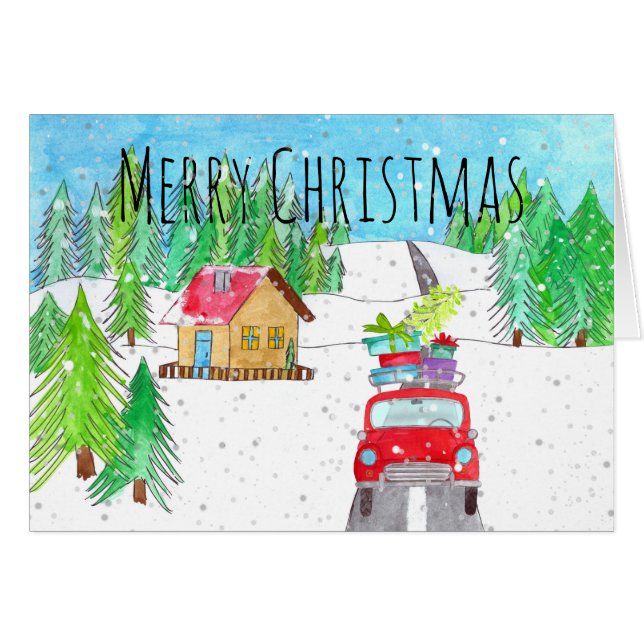 Car in Snowy Forest Customisable  (Front Horizontal)
