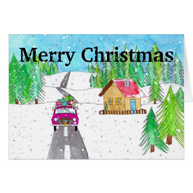 Car in Snowy Forest Customisable  (Front Horizontal)