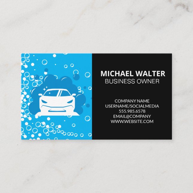 Car in Soap  | Automobile Cleaning Business Business Card (Front)