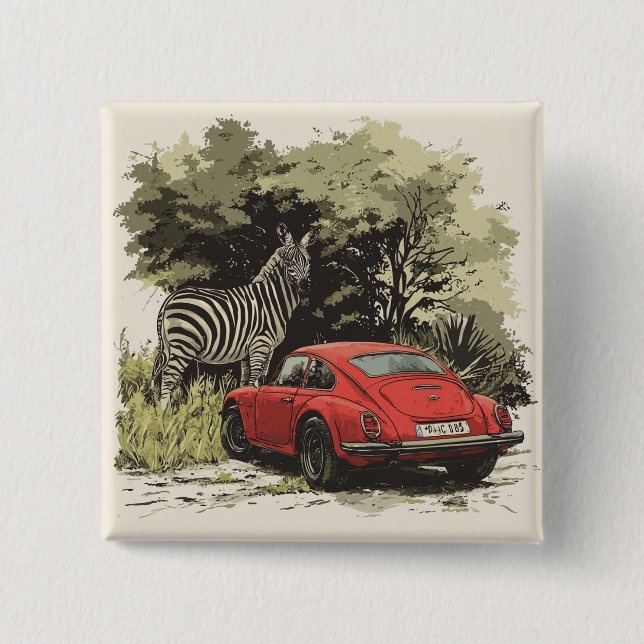 Car in the wild 15 cm square badge (Front)