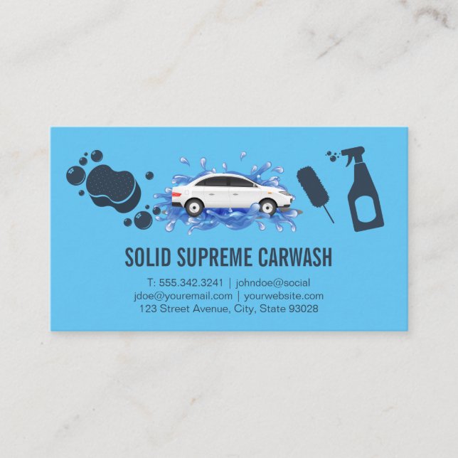 Car in Water | Cleaning Supplies Business Card (Front)