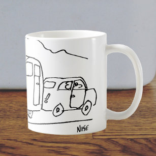 Car is Towing a Caravan and also a Greenhouse Coffee Mug