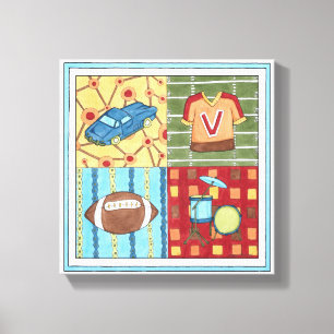 Car, Jersey, Football and Drum Kit Canvas Print