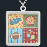 Car, Jersey, Football and Drum Kit Silver Plated Necklace<br><div class="desc">What do a car,  football,  jersey and a drum kit all have in common? They each appear in this great print by Megan Meagher. This would be an amazing gift for a child or an adult who is still a kid at heart. Order a copy today!</div>