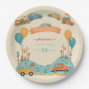Car kids birthday theme  paper plate