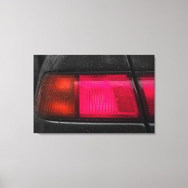 Car lamp in rain canvas print (Front)