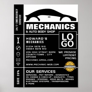 Car Logo, Auto Mechanic & Repairs Advertising Poster