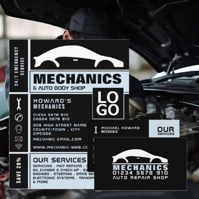Car Logo, Auto Mechanic & Repairs Business Card (Creator Uploaded)