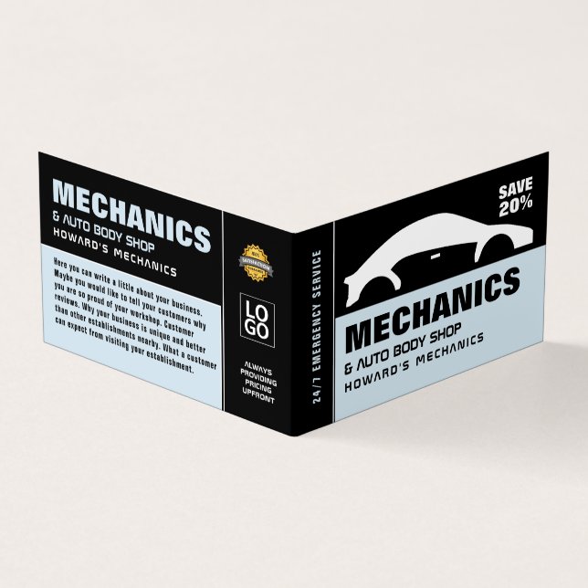 Car Logo, Auto Mechanic & Repairs, Detailed Business Card (Outside)