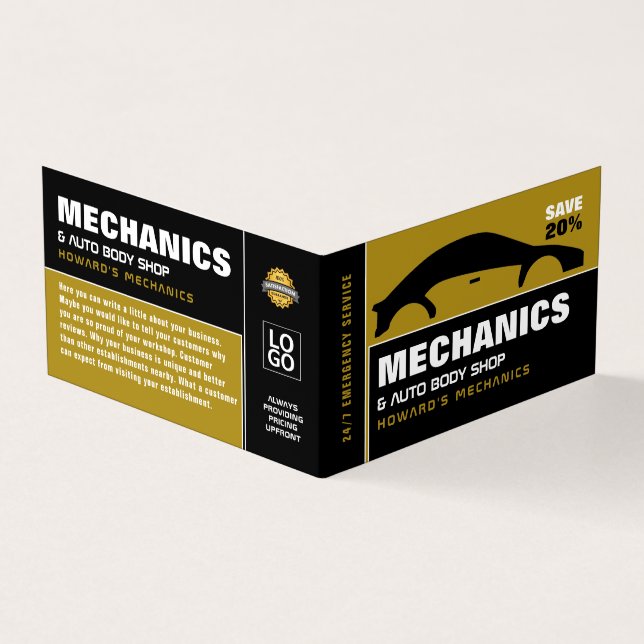 Car Logo, Auto Mechanic & Repairs, Detailed Business Card (Outside)