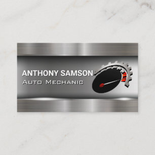 Car Logo Metallic Brushed Industrial Business Card