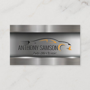 Car Logo Metallic Brushed Industrial Business Card