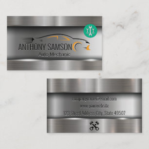 Car Logo   Wrench Logo   Metal Business Card