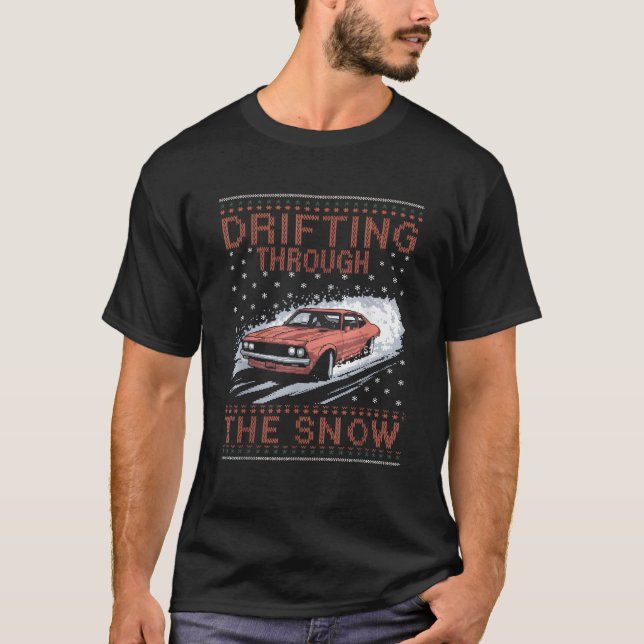 Car Lover Ugly Christmas Sweater Drifting Through  (Front)