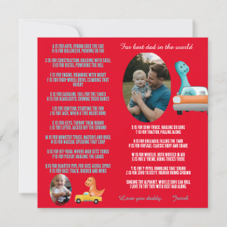 car loving daddy boy for dad editable cute thank you card