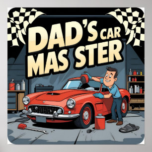 Car Master Dad Retro Digital Poster Print