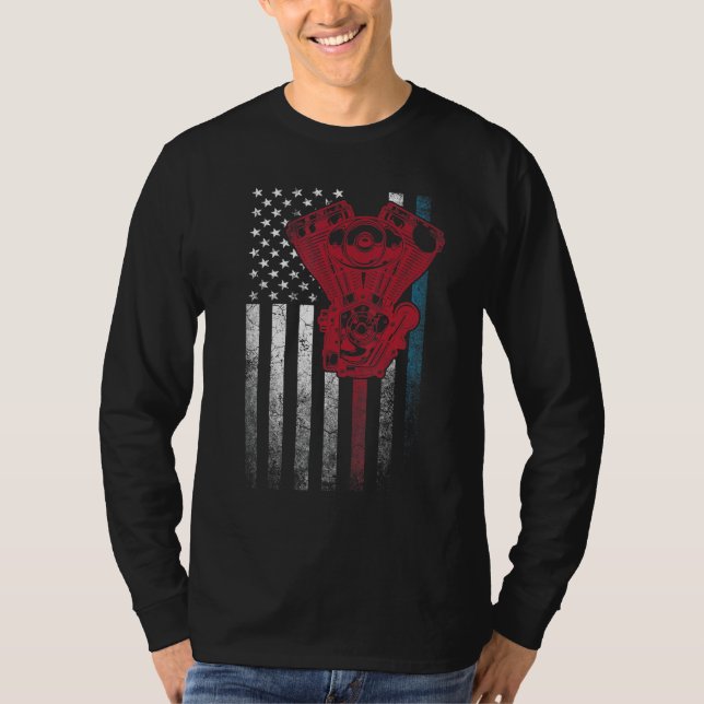 Car Mechanic 4th Of July  American Flag Usa  Ameri T-Shirt (Front)