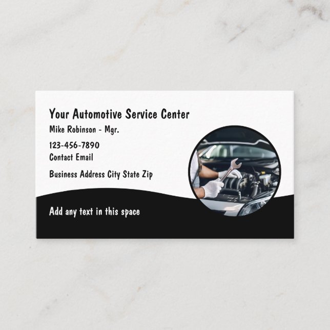 Car Mechanic Automobile Repair Business Cards (Front)
